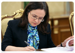 Minister of Economic Development Elvira Nabiullina at a meeting of the Government Presidium|25 october, 2010|17:50