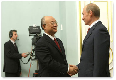 Prime Minister Vladimir Putin meets with IAEA Director General Yukiya Amano