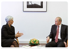 Vladimir Putin meeting with  French Minister of Economy, Industry and Employment Christine Lagarde during the Russia Calling investment forum|5 october, 2010|16:36