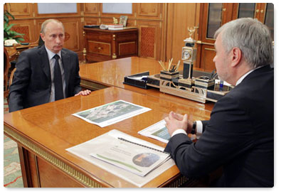 Prime Minister Vladimir Putin meets with head of the Federal Medical-Biological Agency Valentin Uiba