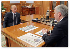 Prime Minister Vladimir Putin meets with head of the Federal Medical-Biological Agency Valentin Uiba