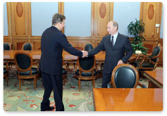 Prime Minister Vladimir Putin holds a meeting with Gazprom CEO Alexei Miller