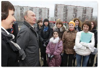 Prime Minister Vladimir Putin tours the Federal Research and Clinical Centre for Paediatric Haematology, Oncology and Immunology under construction in southwest Moscow