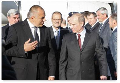 Prime Minister Vladimir Putin arrives in Bulgaria for talks with his Bulgarian counterpart, Boyko Borissov
