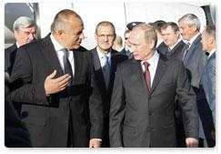 Prime Minister Vladimir Putin arrives in Bulgaria for talks with his Bulgarian counterpart, Boyko Borissov