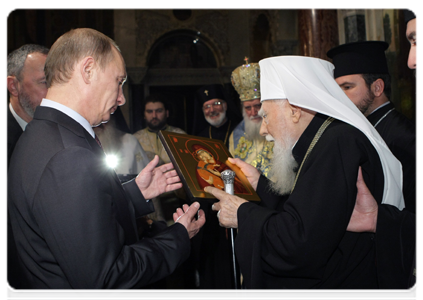 Prime Minister Vladimir Putin with Patriarch Maxim of Bulgaria at St Alexander Nevsky’s Cathedral|13 november, 2010|21:35