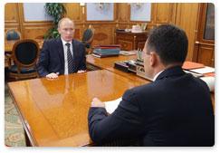 Prime Minister Vladimir Putin holds a working meeting with head of the Federal Agency for Youth Affairs Vasily Yakemenko