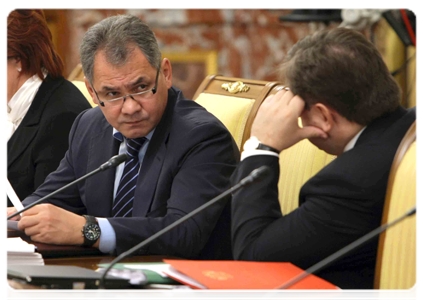 Minister of Civil Defence, Emergencies and Disaster Relief Sergei Shoigu at a meeting of the Government of the Russian Federation|17 november, 2010|15:15