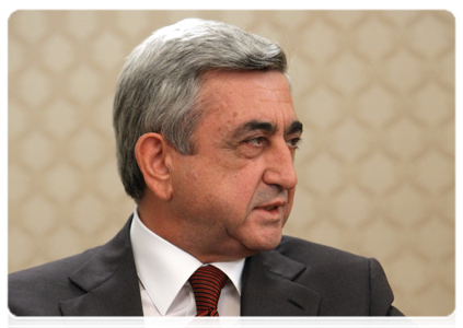 Armenian President Serzh Sargsyan at a meeting with Prime Minister Vladimir Putin|17 november, 2010|19:22