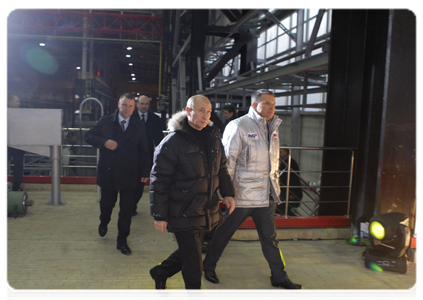 Prime Minister Vladimir Putin visiting the Pervouralsk New Pipe Plant and attending the commissioning ceremony for the new Iron Ozone 32 electric steelmaking facility|18 november, 2010|18:35