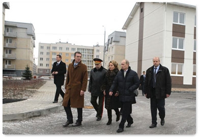 Prime Minister Vladimir Putin inspects new housing for servicemen in St Petersburg