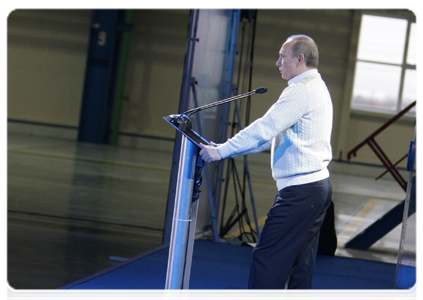 Prime Minister Vladimir Putin participating in the opening ceremony of Magnitogorsk’s Interkos-IV Steel and Service Centre|22 november, 2010|16:53