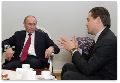 Prime Minister Vladimir Putin meets with American film star Leonardo DiCaprio