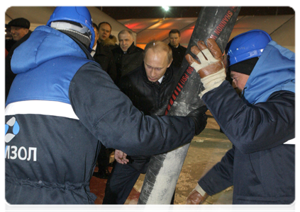 Prime Minister Vladimir Putin at the groundbreaking ceremony for a new terminal in St. Petersburg’s Pulkovo Airport|24 november, 2010|19:36