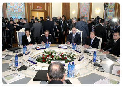 Prime Minister Vladimir Putin taking part in a limited attendance meeting of Shanghai Cooperation Organisation heads of government|25 november, 2010|09:19