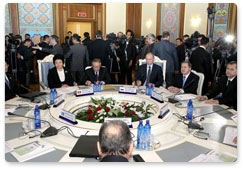 Prime Minister Vladimir Putin, on a working visit to Tajikistan, takes part in a restricted meeting of Shanghai Cooperation Organisation heads of government