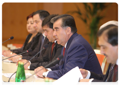 Tajik President Emomali Rahmon at Russian-Tajik negotiations|25 november, 2010|16:50