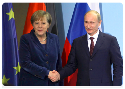 Prime Minister Vladimir Putin and Chancellor of the Federal Republic of Germany Angela Merkel holding a joint news conference following Russian-German talks|26 november, 2010|23:06