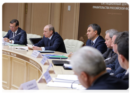 Prime Minister Vladimir Putin holding a teleconference on the financial support for the agricultural sector in 2010|29 november, 2010|16:41