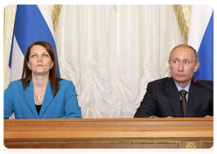 Председатель Правительства Российской Федерации В.В.Путин и Премьер-министр Финляндской Республики М.Кивиниеми провели совместную пресс-конференцию по итогам переговоров|10 декабря, 2010|18:21