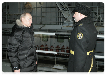 Prime Minister Vladimir Putin visiting the Sevmash shipbuilding company and taking a look at the nuclear submarine Alexander Nevsky|13 december, 2010|19:08