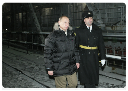 Prime Minister Vladimir Putin visiting the Sevmash shipbuilding company and taking a look at the nuclear submarine Alexander Nevsky|13 december, 2010|19:08