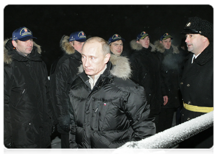 Prime Minister Vladimir Putin visiting the Sevmash shipbuilding company and taking a look at the nuclear submarine Alexander Nevsky|13 december, 2010|19:08
