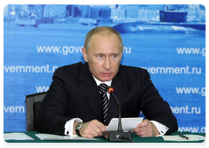 Председатель Правительства Российской Федерации В.В.Путин провёл в Северодвинске совещание по вопросу формирования проекта государственной программы вооружения на 2011–2020 годы|13 декабря, 2010|19:59