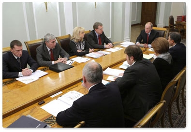 Prime Minister Vladimir Putin chairs a meeting to discuss the construction, commissioning and operation of high-tech federal medical centres and perinatal clinics