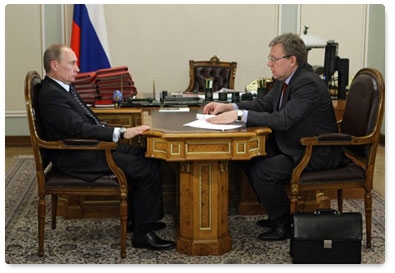 Prime Minister Vladimir Putin meets with Deputy Prime Minister and Finance Minister Alexei Kudrin