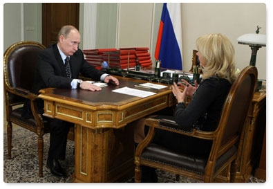 Prime Minister Vladimir Putin meets with Health and Social Development Minister Tatyana Golikova