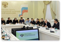Prime Minister Vladimir Putin meets with representatives of football fan associations