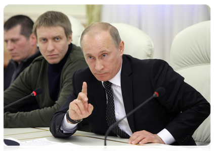 Prime Minister Vladimir Putin meeting with representatives of football fan associations|21 december, 2010|19:58