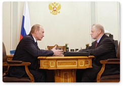 Prime Minister Vladimir Putin meets with Federation Council Speaker Sergei Mironov