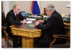 Prime Minister Vladimir Putin meets with head of the Republic of North Ossetia-Alania Taimuraz Mamsurov