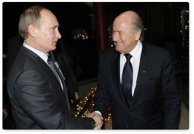 Prime Minister Vladimir Putin meets with FIFA President Joseph Blatter