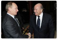 Prime Minister Vladimir Putin meets with FIFA President Joseph Blatter