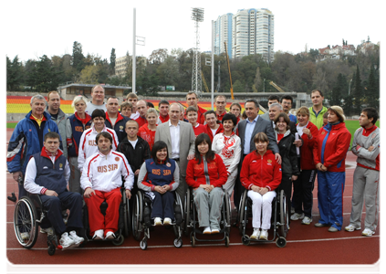 Prime Minister Vladimir Putin meeting with Paralympic athletes at the Yug Sport Facility in Sochi|3 december, 2010|22:04