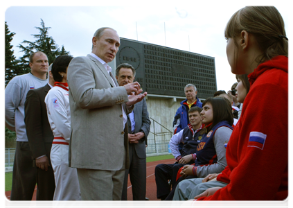 Prime Minister Vladimir Putin meeting with Paralympic athletes at the Yug Sport Facility in Sochi|3 december, 2010|22:04