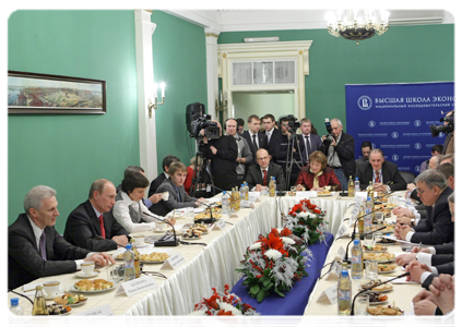 Prime Minister Vladimir Putin meeting with the faculty of the Higher School of Economics|30 december, 2010|17:46