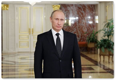 Prime Minister Vladimir Putin wishes Russians a happy New Year