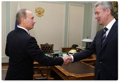 Prime Minister Vladimir Putin holds a working meeting with Moscow Mayor Sergei Sobyanin