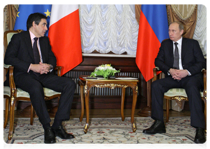 Prime Minister Vladimir Putin holding a limited attendance meeting with his French counterpart Francois Fillon|9 december, 2010|15:55