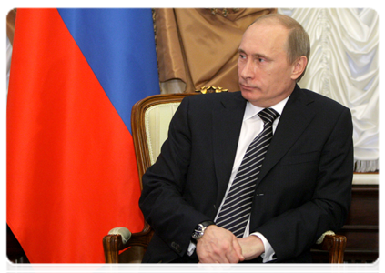 Prime Minister Vladimir Putin holding a limited attendance meeting with his French counterpart Francois Fillon|9 december, 2010|15:55