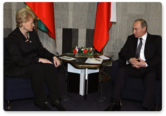 Prime Minister Vladimir Putin meets Lithuanian President Dalia Grybauskaite