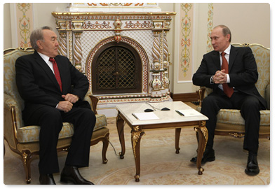 Prime Minister Vladimir Putin meets with the President of the Republic of Kazakhstan Nursultan Nazarbayev