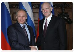 Prime Minister Vladimir Putin with Greek Prime Minister and Foreign Minister George Papandreou|16 february, 2010|14:45