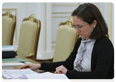 Minister of Economic Development Elvira Nabiullina at the Government Presidium meeting|16 february, 2010|22:55