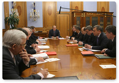 Prime Minister Vladimir Putin chairs a meeting on the priorities of state armaments programme for 2011-2020