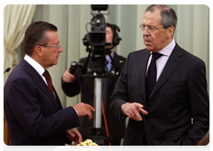 First Deputy Prime Minister Viktor Zubkov and Minister of Foreign Affairs Sergei Lavrov before the meeting of the Government Presidium|4 february, 2010|18:03